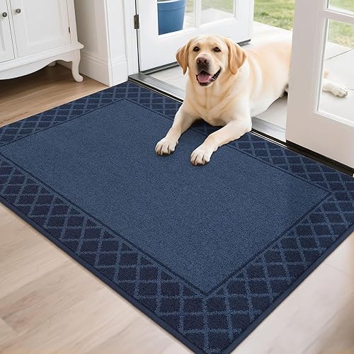 BEQHAUSE Tapete para Puerta Atrapa Suciedad Antideslizante Alfombras de Entrada Absorbentes Tapete de Bienvenida de Perfil Bajo Lavable Tapete