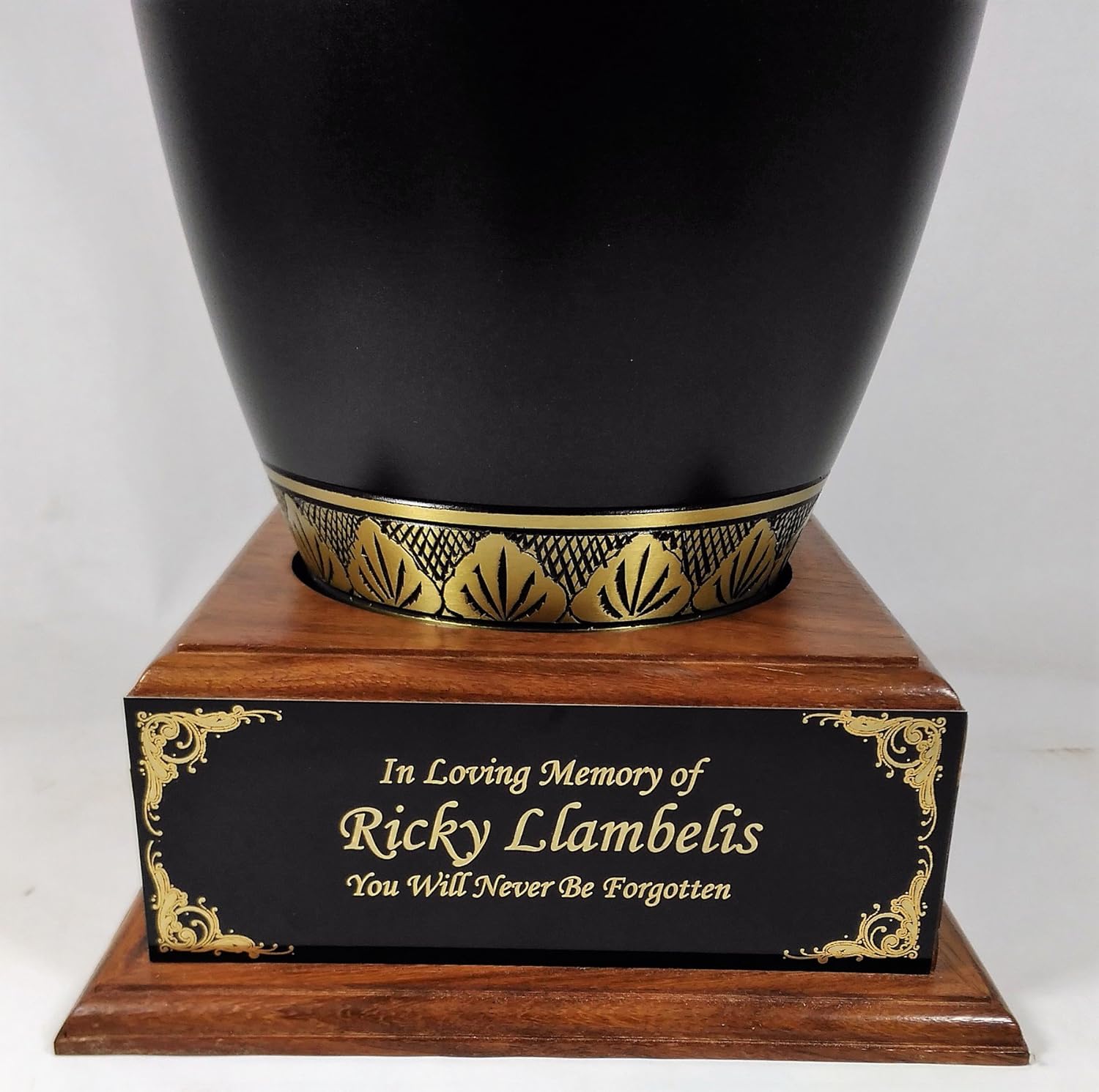 Cremation Urn Pedestal, Wooden Urn Base with Personalized Name Plate