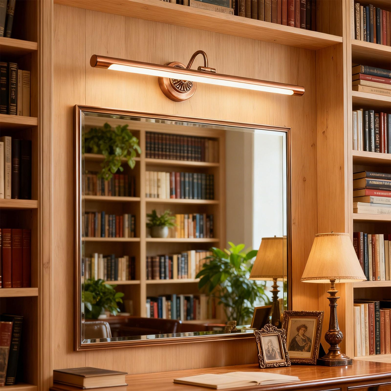 Lampada da parete in bronzo da 8 W con 4000 K, 18,1 pollici/46 cm, base in acciaio inossidabile, per bagno, corridoio e vanità