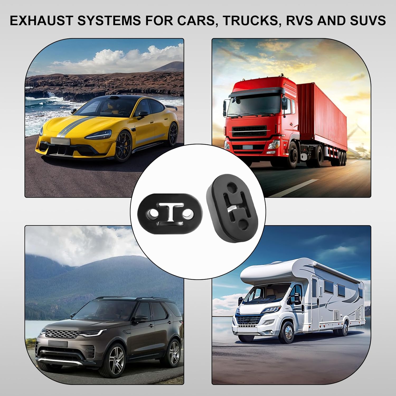 4 PCS Car Exhaust Rubber Hanger, Exhaust Insulated Muffler Hanger with 2 Holes 12mm (0.47"), Shock Absorbent Muffler Bracket Mount for Most Vehicles, Car Accessories thumbnail