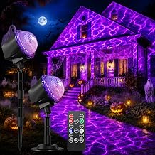 Halloween Projector Lights Outdoor, Ultra Bright Dynamic RGBW Water Ripple Projection Light with Remote, 15 Lighting Effects, Timer &amp; Memory Function, IP65 Waterproof,16.4FT Cable for Yard Decorations