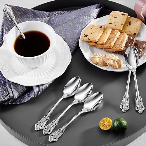 Miniatura 4 de KEAWELL Lujoso juego de cucharas de espresso de 5.1 pulgadas, 6 piezas, mini cuchara de café, acero inoxidable 1810, diseño magnífico con