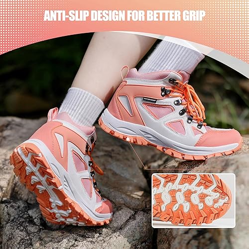 Miniatura 3 de R CORD Botas de senderismo para niños, botas de senderismo para niñas, botas de nieve para niños, botas de senderismo de invierno para niñas, botas