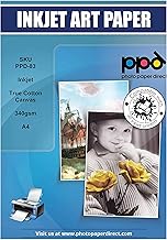 PPD 50 Feuilles x A4 Toile Canevas Beaux-Arts Imprimable Jet d'Encre, 100% Coton 340g, Papier Photo Texturé pour la Reproduction Fine Art, PPD-83-50