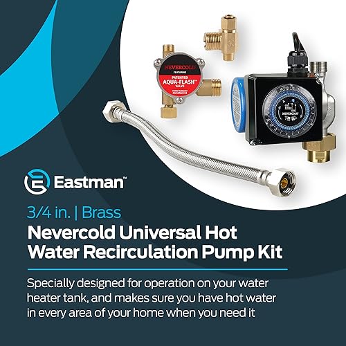 Miniatura 2 de Eastman Nevercold - Kit de bomba de recirculación universal para calentador de agua caliente de 34 pulgadas, latón, 70600