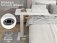 Vista 7 de Mesa plegable para colocar sobre la cama con ruedas, mesa de noche médica ajustable en altura con resorte de gas, escritorio grande para laptop