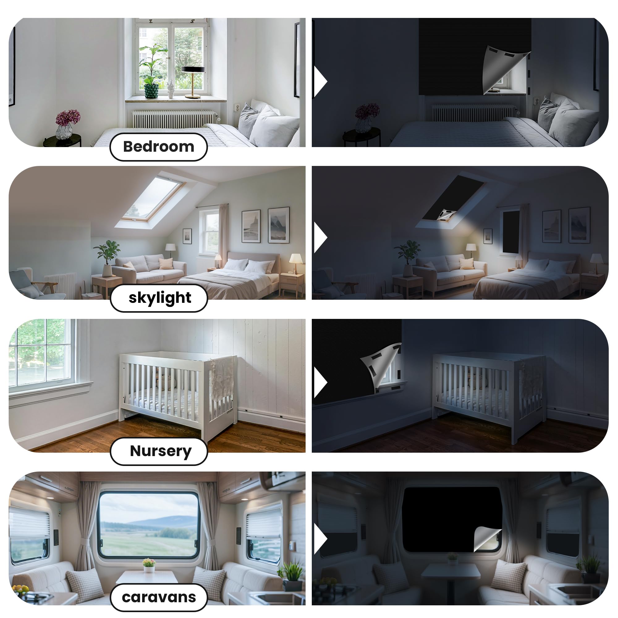 Bemece Portable 100% Store occultant, Rideau occultant sans percage pour Windows, pour Chambre à Coucher, Chambre d'enfant, loft, Caravane, avec adhésif Fort et velcro-200 x 145