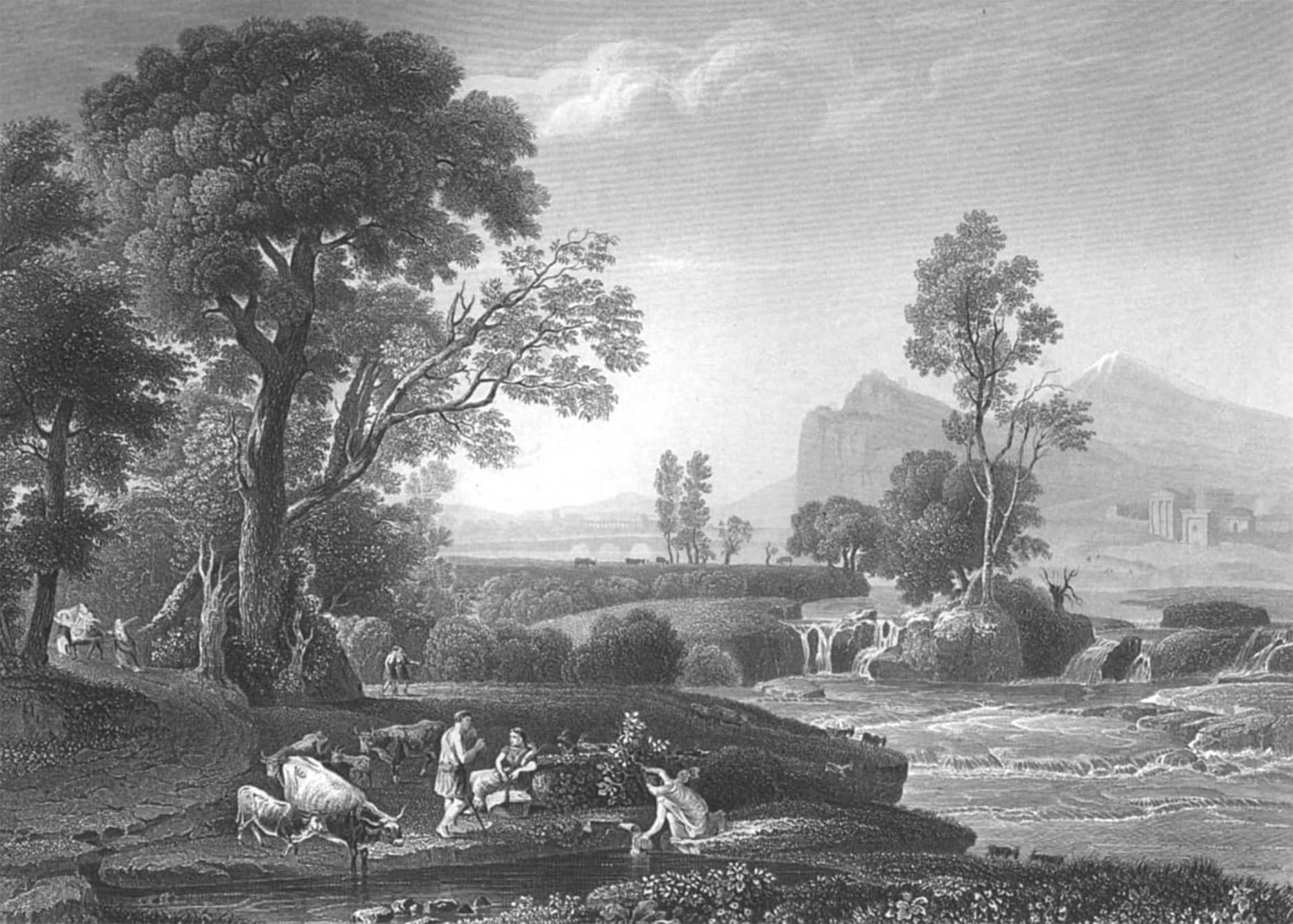 POSTERIIk Famous Modern Artwork Art Mural Landscape with the Flight Into Egypt by Claude Lorrain Oil Paintings Pictures for Home Decor 60x90cm