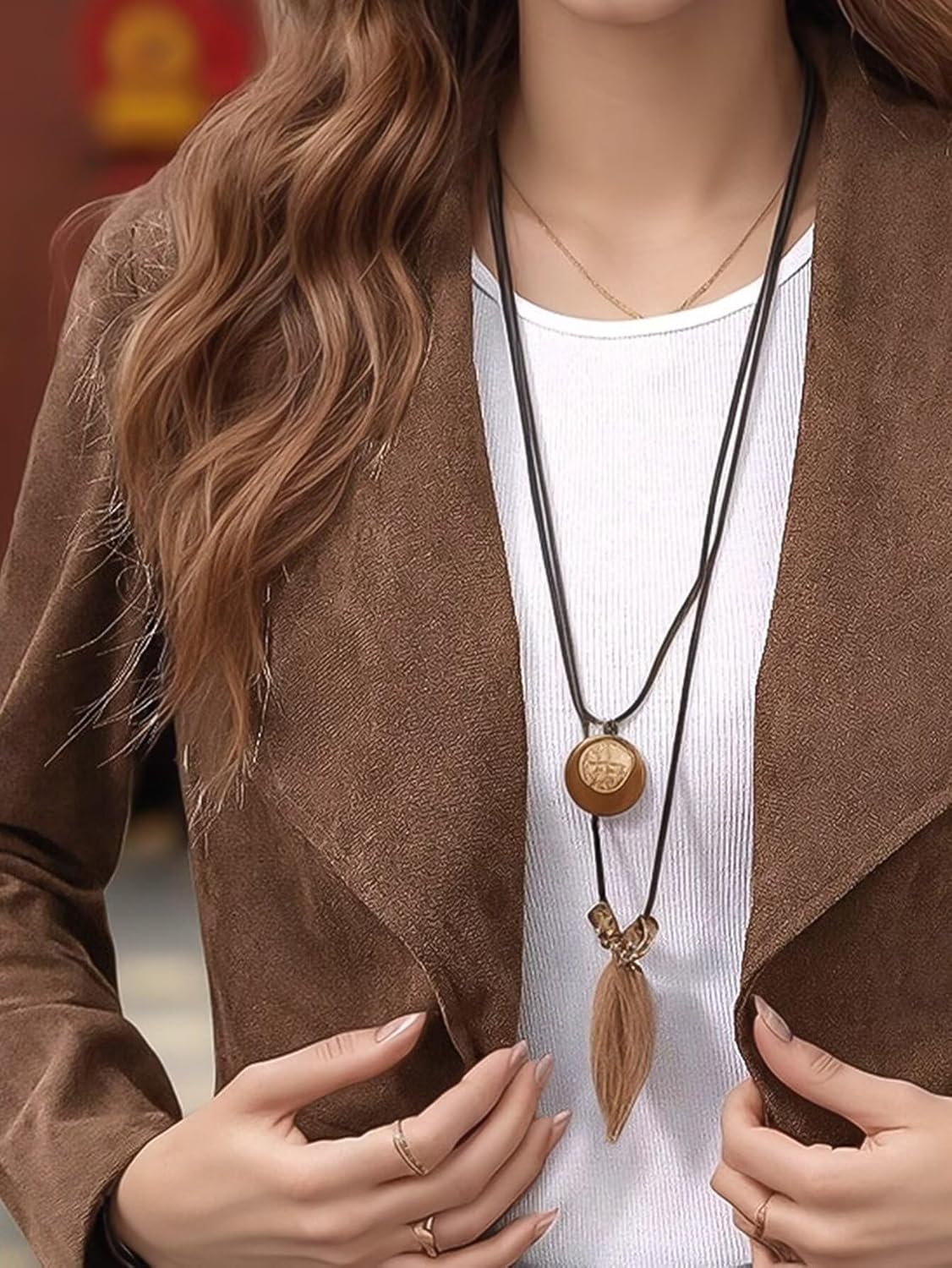 Flamingals Faux Suede Blazer for Women Lapel Collar Long Sleeve Cropped Jacket Faux Suede Jackets Casual Work Office Wear - Image 3