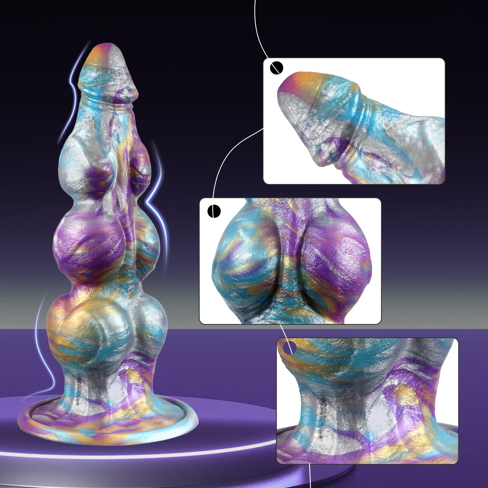 G-Spot Dildo with Suction Cup,  Monster AnalDildo with 3 Knots for Training, Soft Silicone Prostate Massager, Anal Stretcher Fantasy Toy for Men and Women: 9.8in