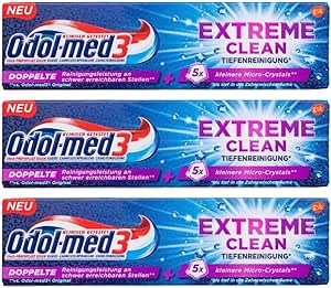 3 x Odol-med 3 Extreme Clean Deep Cleansing Toothpaste 75 ml : Buy ...
