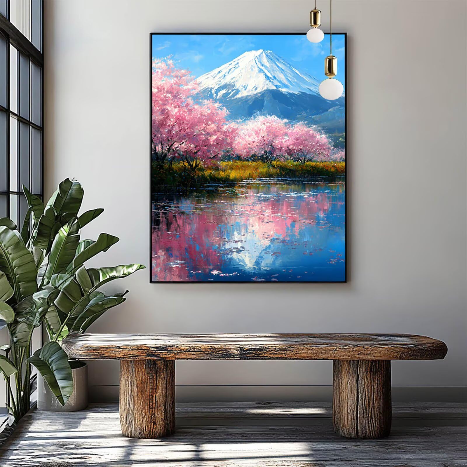 Mount Fuji Malarstwo Numery dla dorosłych Kwiaty wiśni Zestaw do malowania według numerów dla dorosłych 135 x 100 cm, ręczne malowanie na płótnie dla dzieci, malowanie według numerów z farbą akrylową