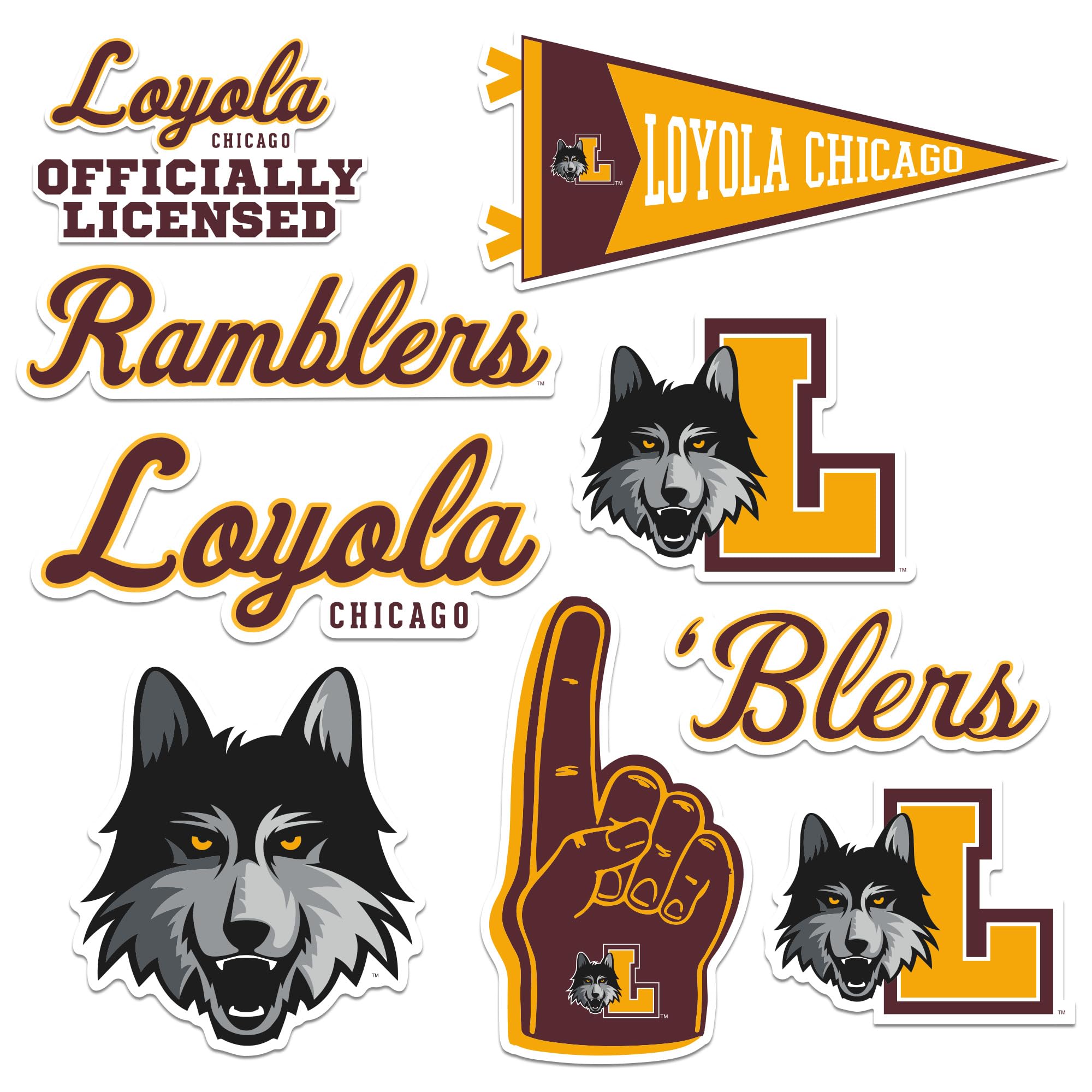 Loyola University Chicago 8ct Vinyl L Deluxe, Indoor/Outdoor, Set of 8