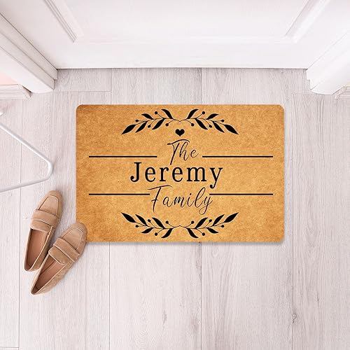 Miniatura 9 de Tapetes personalizados para puerta al aire libre para la entrada, tapete personalizado para entrada interior con texto, divertidos tapetes para
