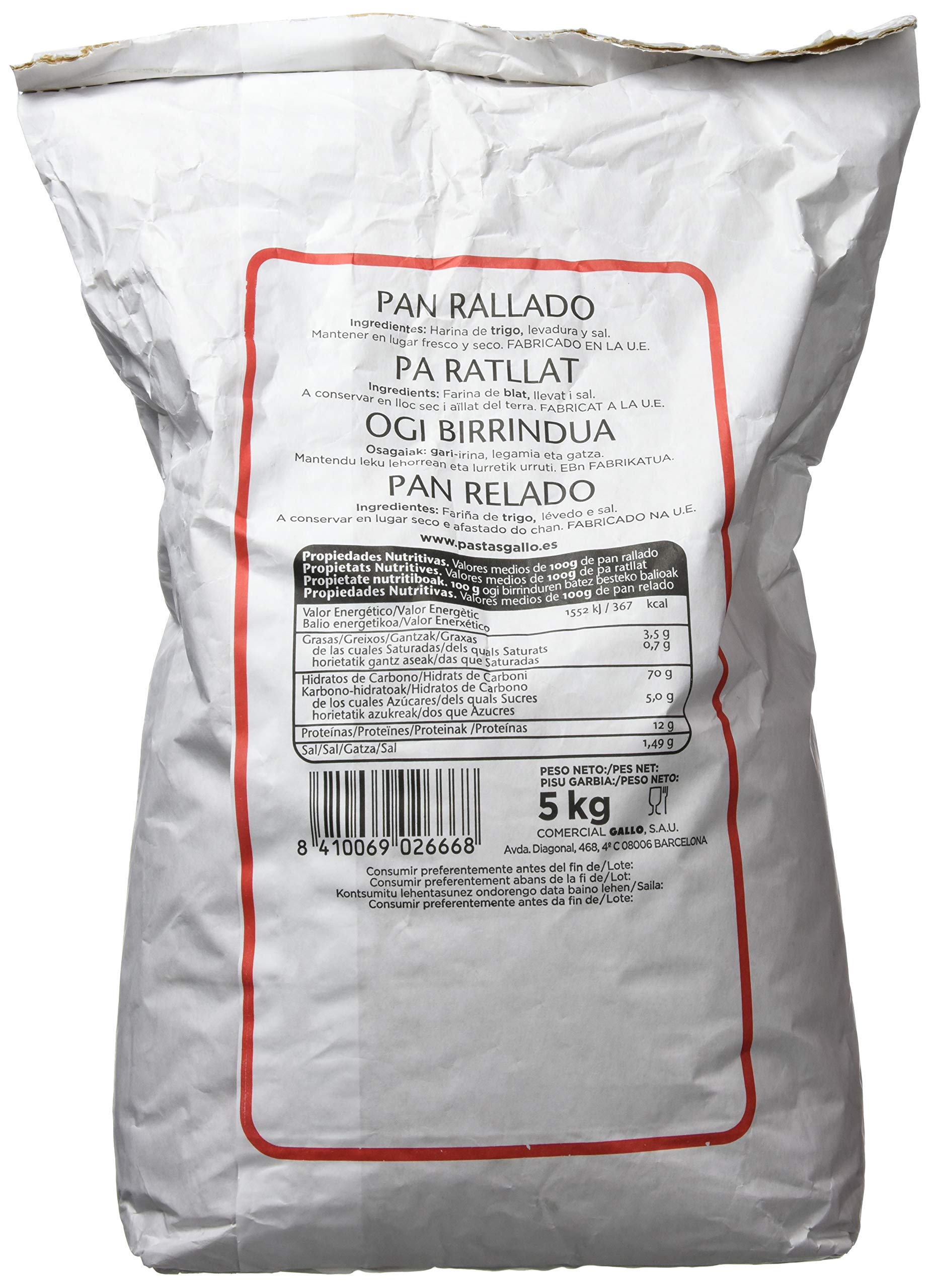 Pastas Gallo Pan Rallado 5000 g
