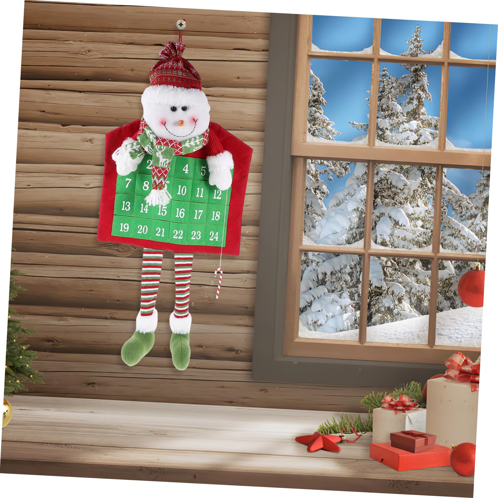 TOYANDONA Weihnachtskalender mit Niedlichem Schneemann Design aus Gestricktem Stoff zum Aufhängen Dekorativer für Einschulung Feier und Festliche Weihnachts Türdekoration zu Hause