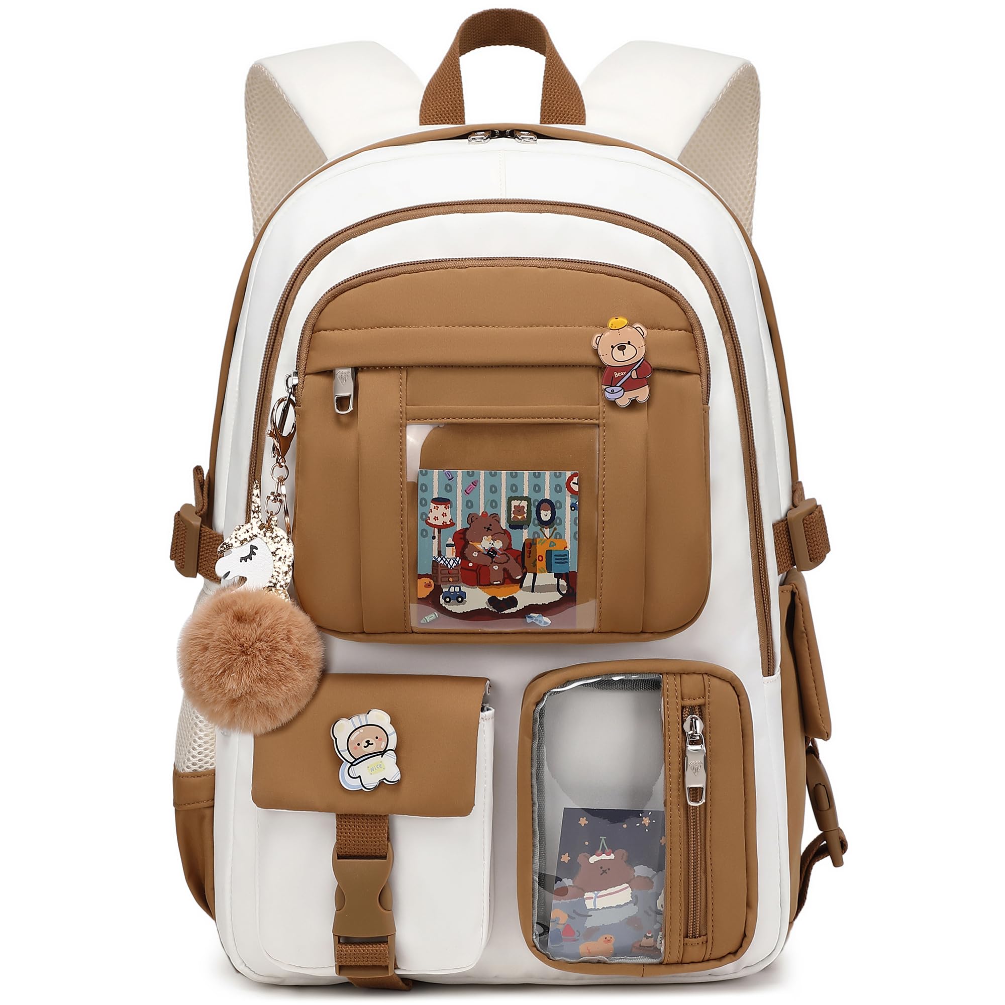 Backpack for Girls with Accessories Laptop Bookbags 16 Inch Kawaii