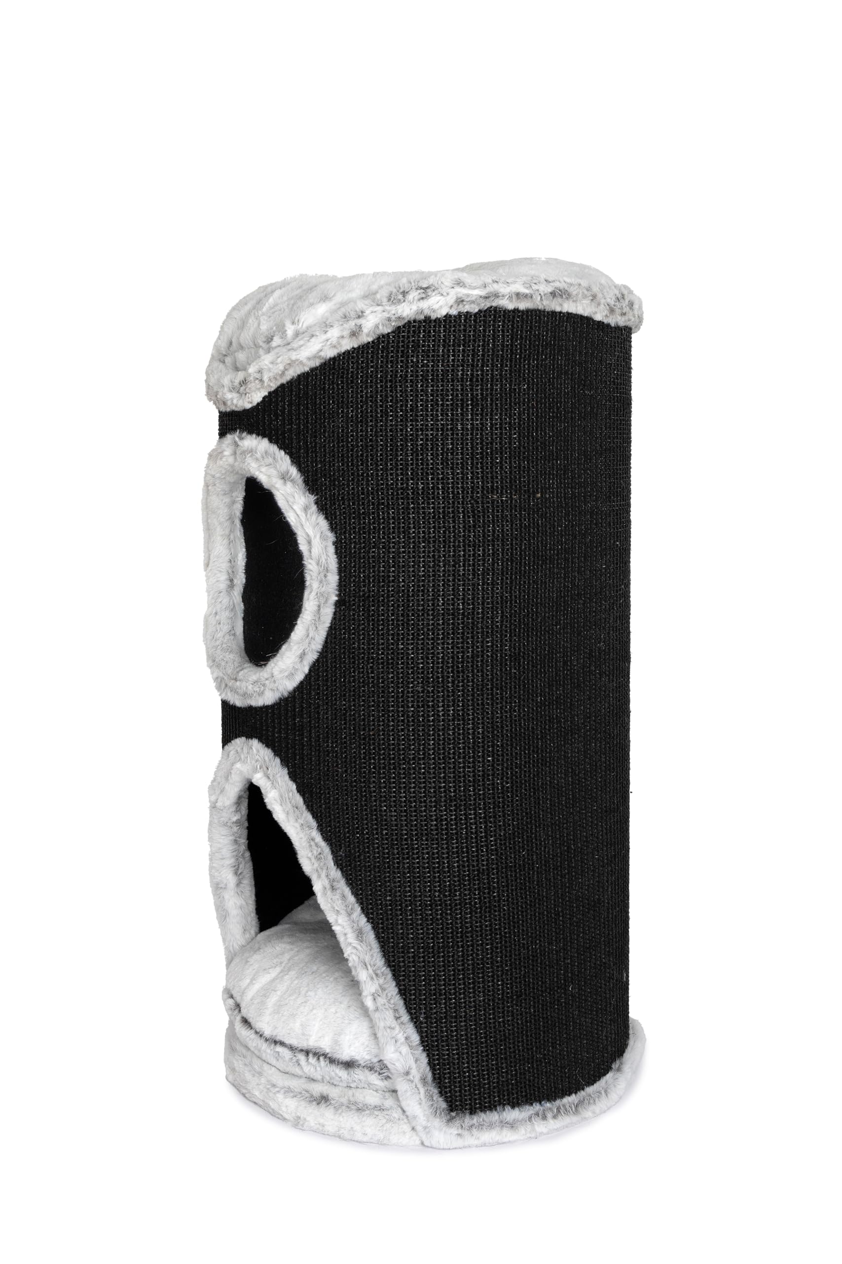 Bontoy Katzenturm Mukki grau I mit 2 Höhlen I große Liegefläche I 75 cm höhe I Stabiler Stand I mit Sisalmatte umwickelt I Kissen herausnehmbar