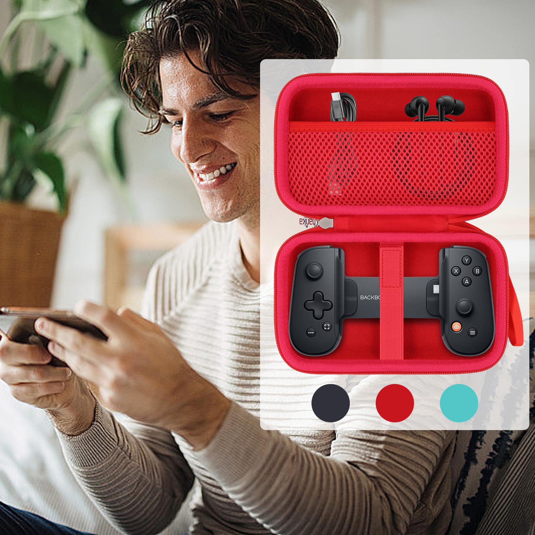 khanka Étui pour manette de jeu mobile Backbone Pro/Backbone One, étui de transport compatible avec manette de jeu mobile Backbone Pro/Backbone One, étui uniquement (rouge)