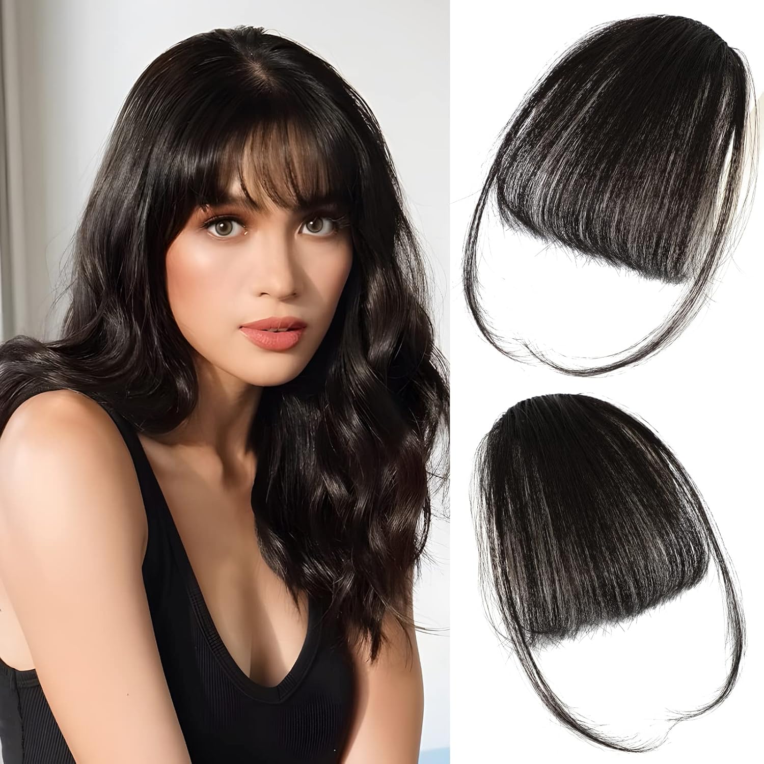 WECAN Clip in Bangs 100 Human Hair Extensions Bangs Hair