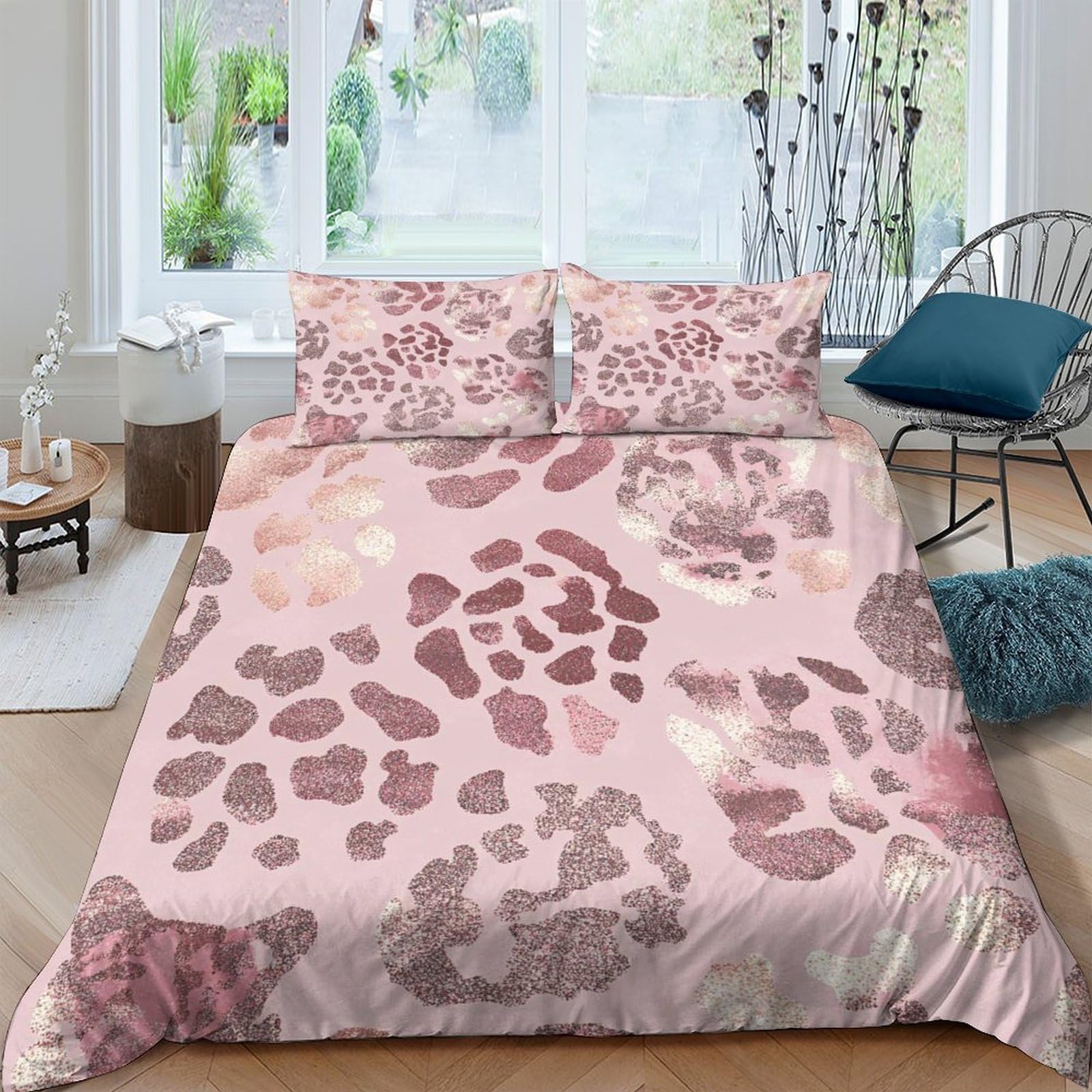 Ctjqhvkz Style-7 3D Printed Pink Leopard Fitted Sheet Microfiber Soft Breathable Abstract Animal Mattress Cover Bedroom Decor Single（135X200cm）