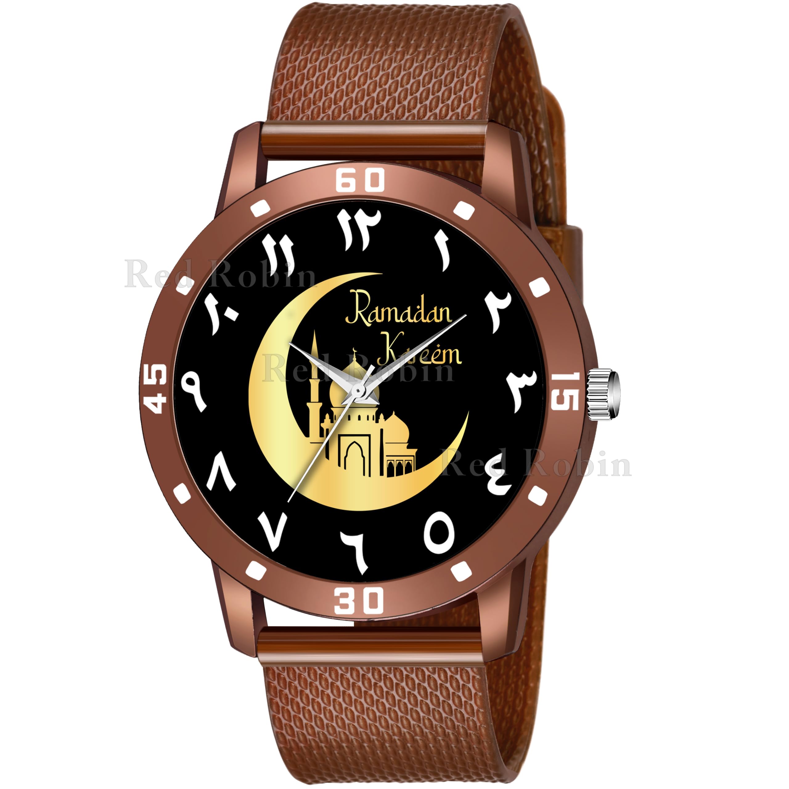 Talgo Analog Ramadan Design Black Dial Stylish Brown Silicone Strap Wrist Watch for Muslim Men and Boys, Pack of 1 - Ramadan-AVO-BRW-SFR (B0CXM7RSR9) Amazon Price History, Amazon Price Tracker