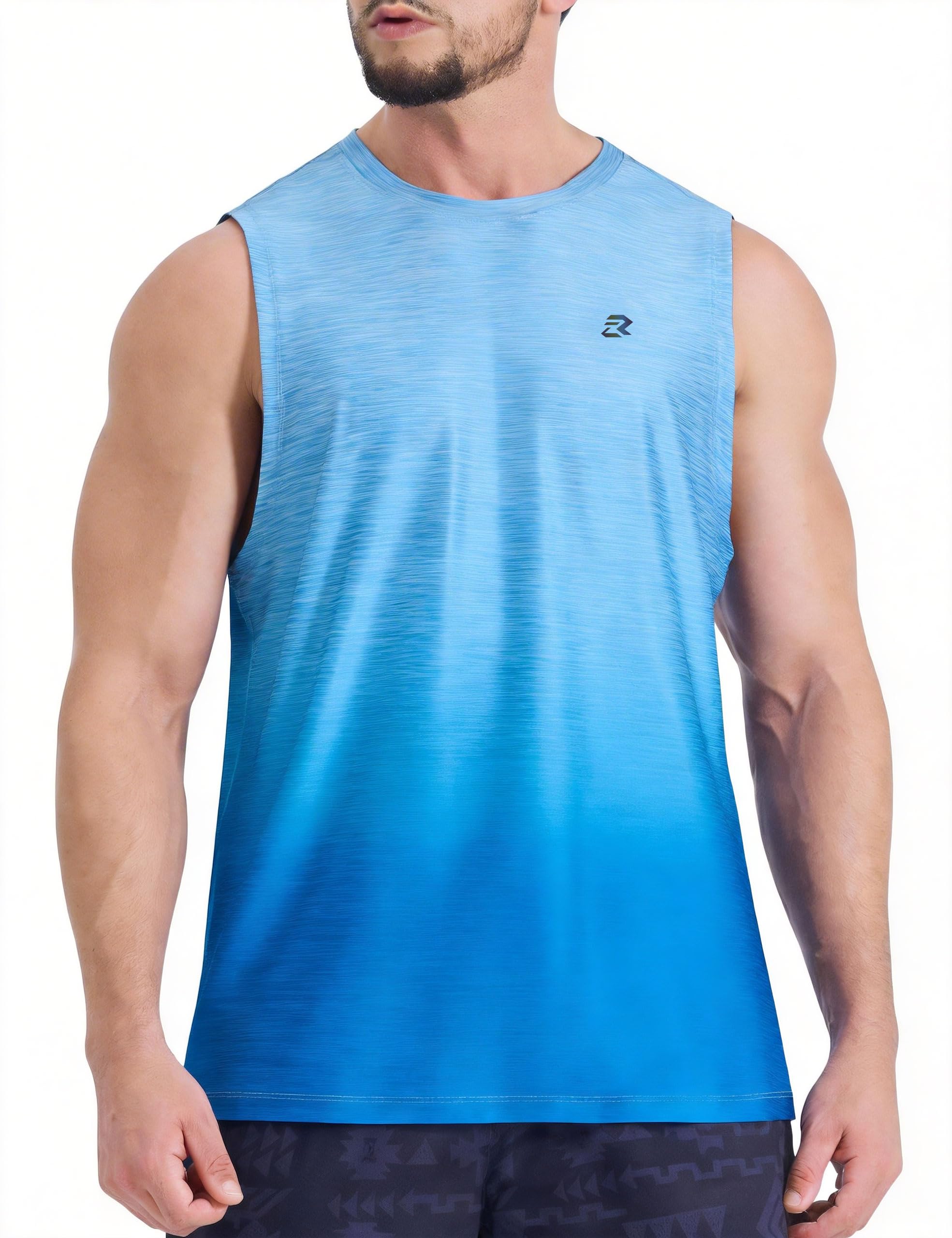 Mens Tank Tops Quick Dry Workout Muscle Gym Sleeveless Shirts UPF 50 Sun Protection Running Beach Summer Swim