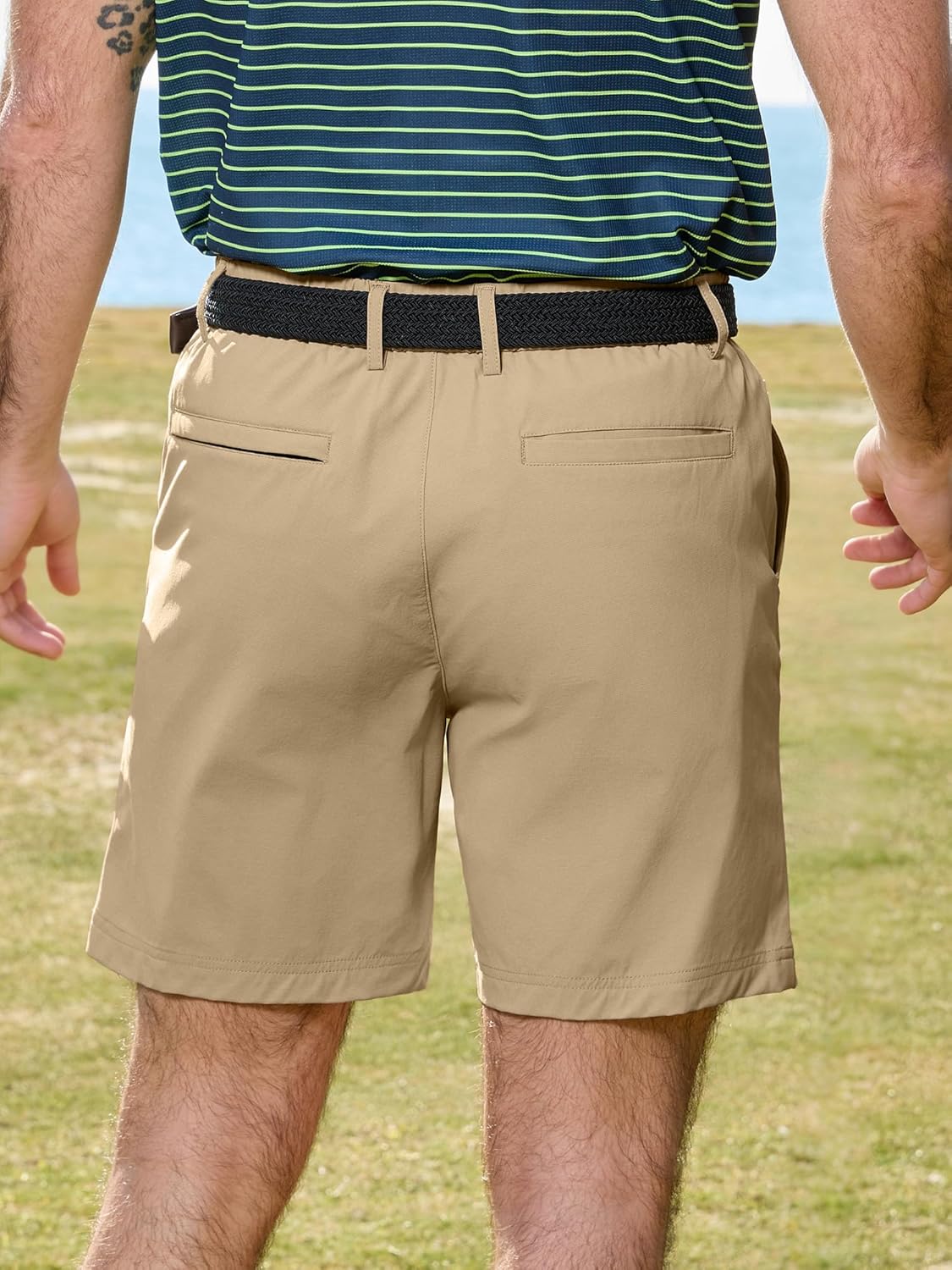 JEMLDL Mens Casual Shorts with 6 Pockets 7" Quick Dry Golf Shorts Stretch Flat Front Hybrid Shorts Elastic Waistband - Image 2