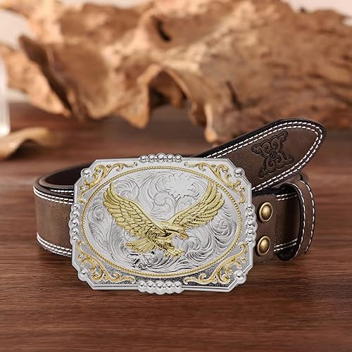 Miniatura 5 de Bull Rider Belt Buckles Men, Western Cowboy Rodeo Champion Belt Buckle, BullEagleHorse Big Size Belt Buckle