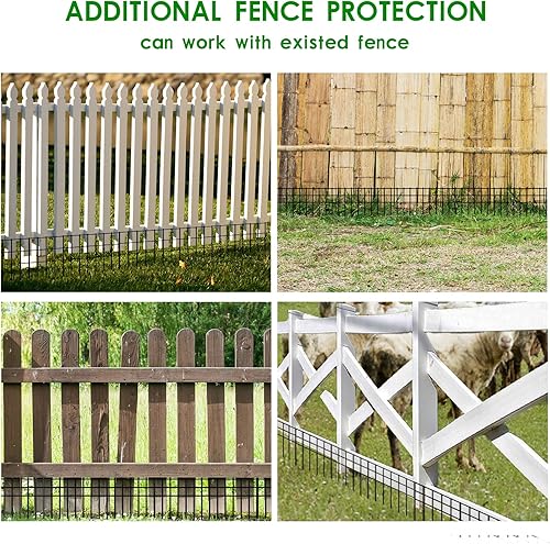 Miniatura 7 de Valla de barrera de animales sin excavación de 24 x 15 pulgadas, paquete de 10 vallas protectoras blancas con espacio de púas de 1.5 pulgadas,