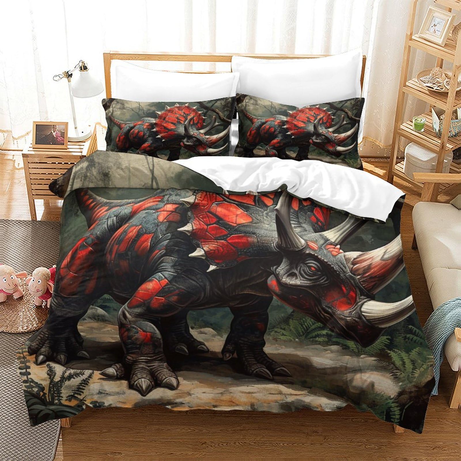 Linge de lit dinosaure 3D parure microfibre haut de gamme 3 pièces 260x220cm