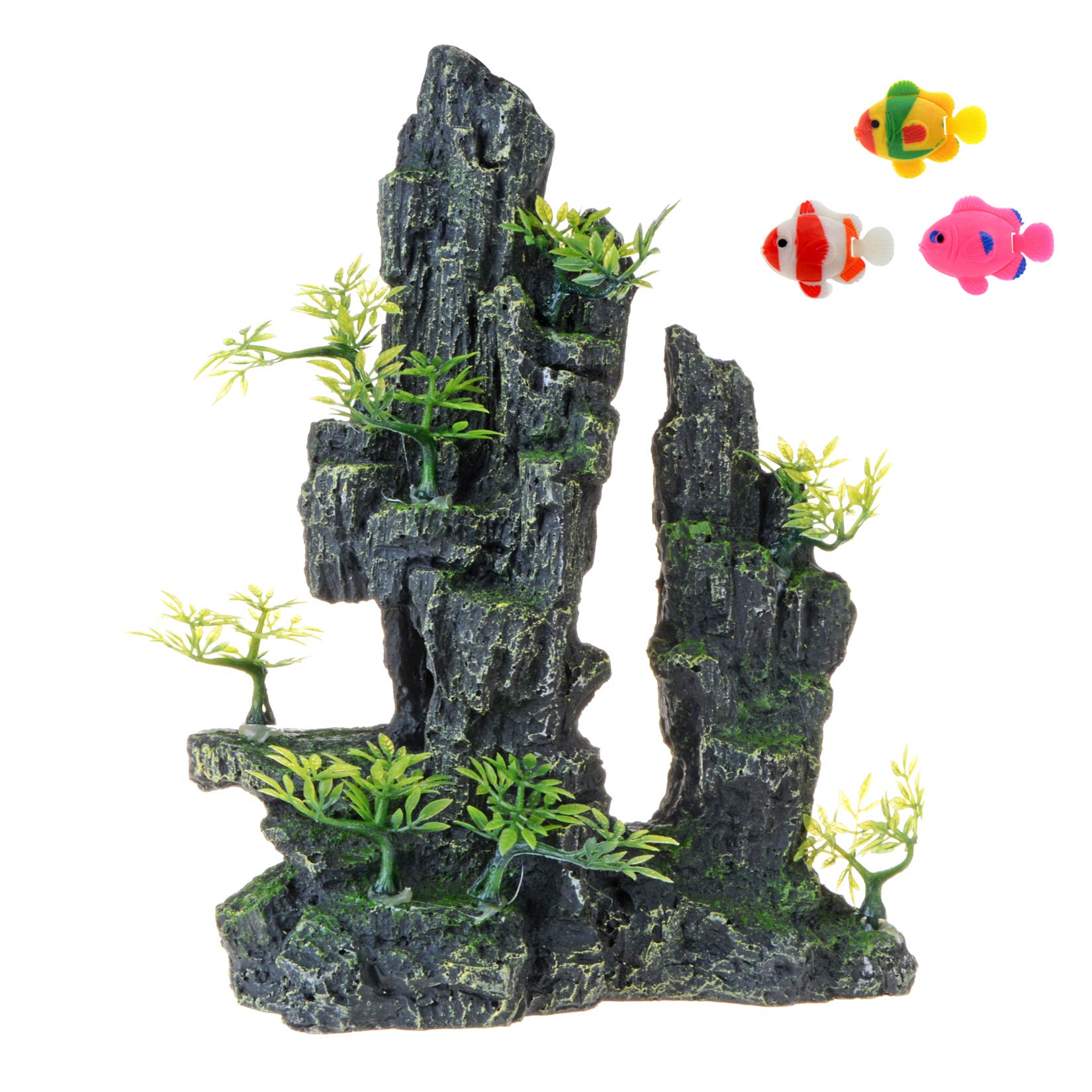 Aquarium Decoration Mountain View, Rockery Landscape Rock Hiding Cave Stone Resin Tree Trunk Fish Tank Ornament