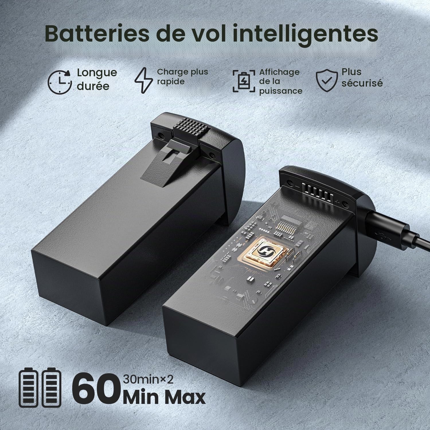 Holy Stone Drone GPS avec caméra 4K EIS pour adultes, quadrocoptère HS175G RC avec 60 min de temps de vol, Follow Me, moteur sans balais, vol circulaire, drones pour débutants de moins de 249 g