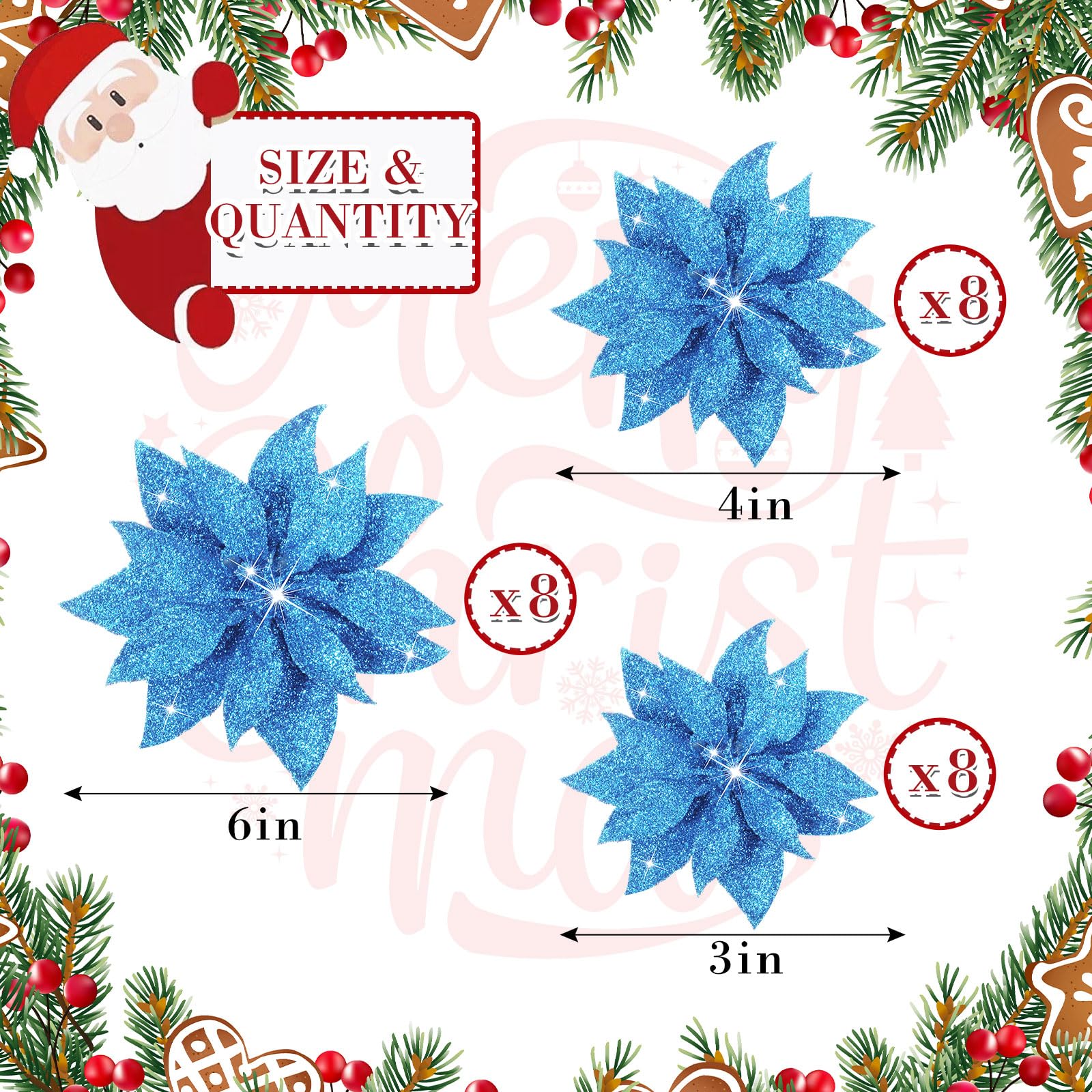 Chunyin 24 Pcs Christmas Poinsettias Artificial Flowers - Image 2