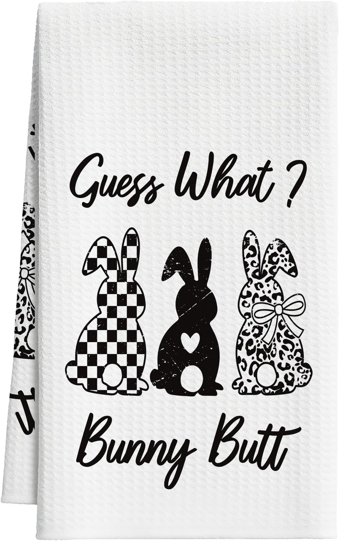 Easter Kitchen Towels, Guess What Bunny Butt Hand Tea Dish Napkins Towels, Spring Seasonal Farmhouse Decorations for Bathroom Home, Easter Gifts for Women Family, 02
