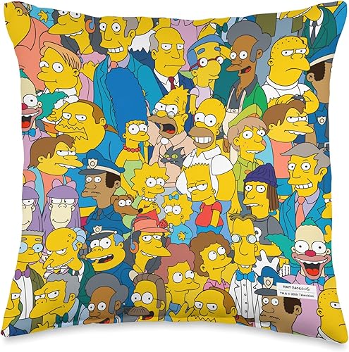 Vista 5 de The Simpsons Springfield - Almohada con estampado de personajes, 18 x 18 pulgadas, multicolor