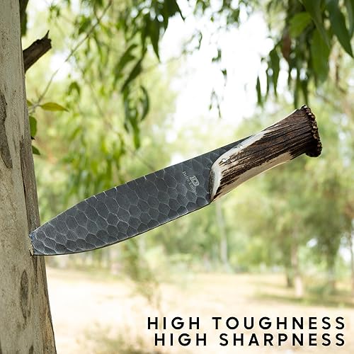 Miniatura 7 de Delta cuchillo Bowie de forja de hoja fija de acero al carbono hecho a mano con mango original de cuerno de ciervo - Mejor para regalo, mejor para