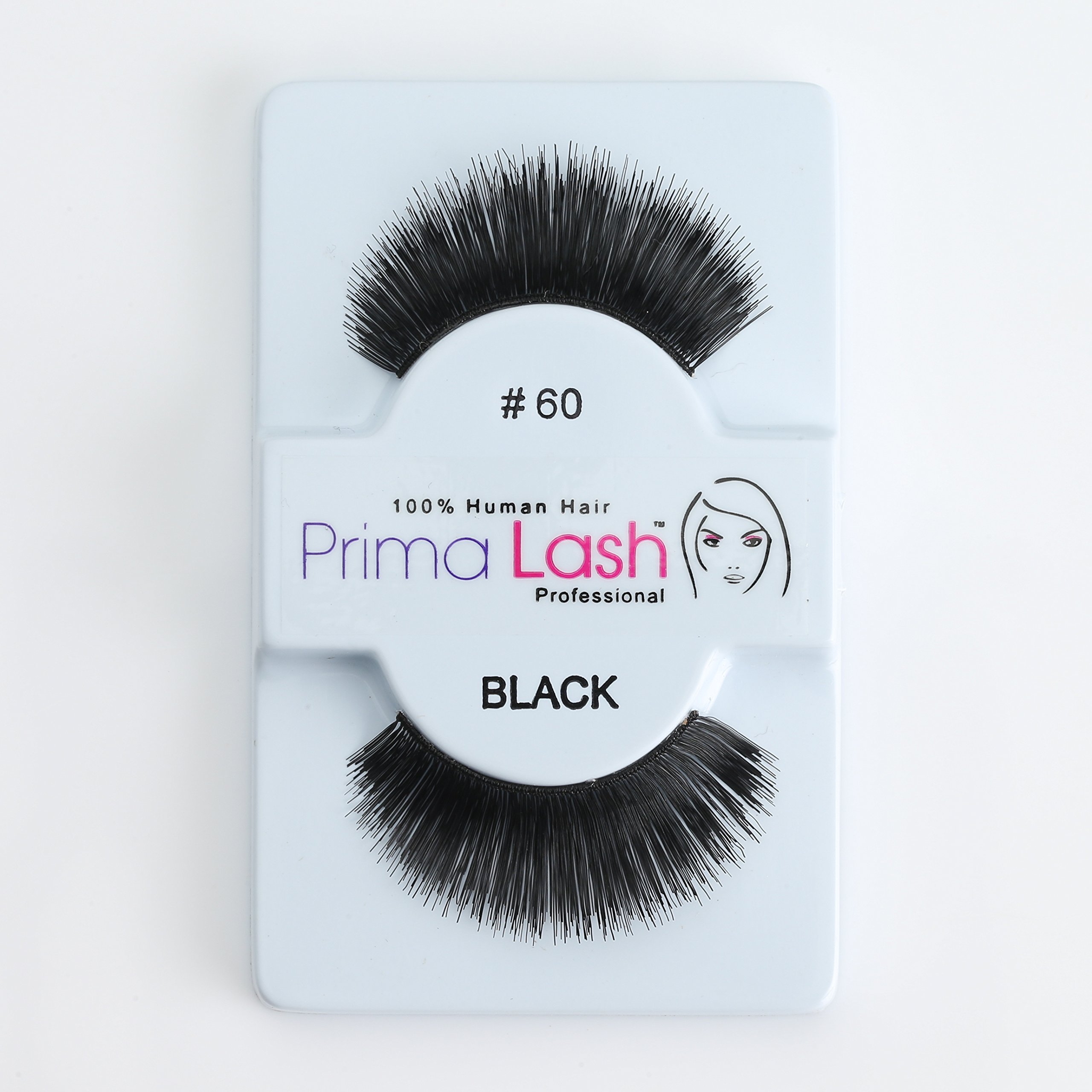 100% Human Hair False Lashes by PrimaLash Professional STYLE #60- Handmade Strip Lashes