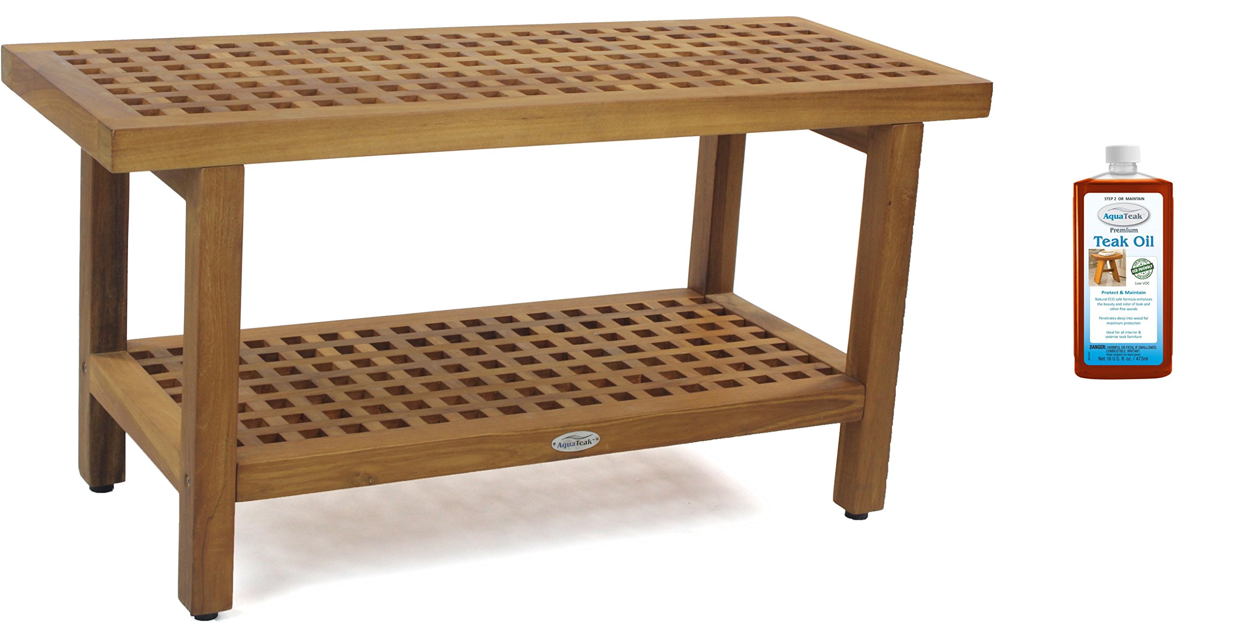 Buy AquaTeak The Original 36" Grate Teak Shower Bench with Shelf