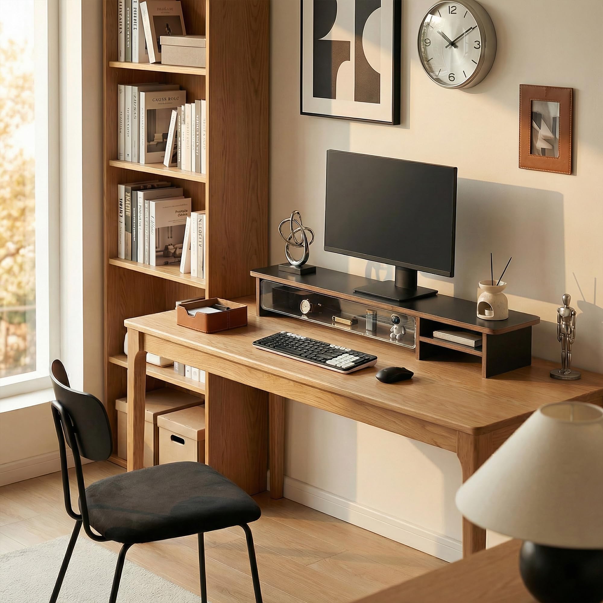 Fenge Réhausseur d'Écran avec Espace de Stockage Boîte Mystère,108cm,Noir