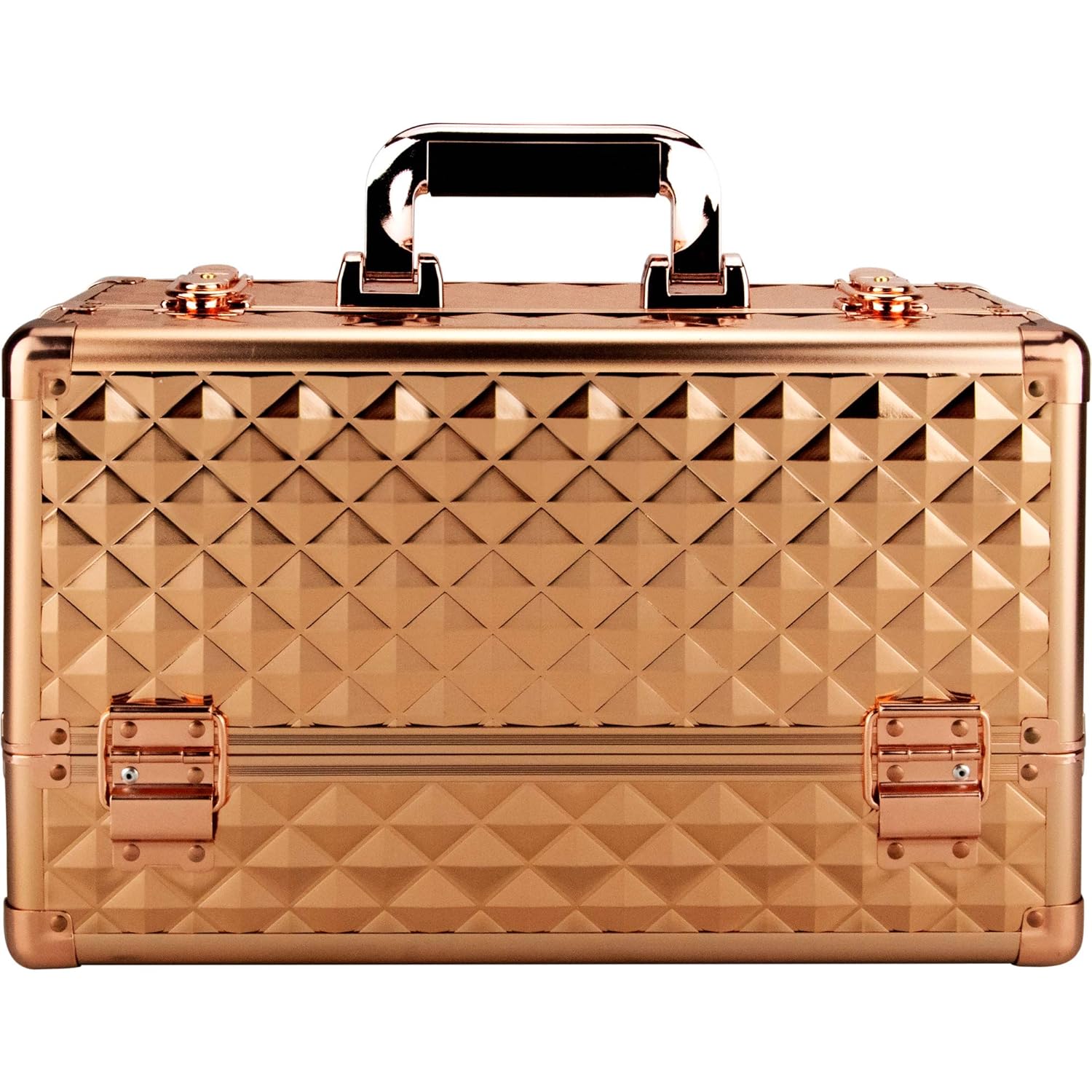 Ver Beauty 6-Tiers VP001 Accordion Trays Professional Cosmetic Makeup Train Case, Rose Gold Diamond