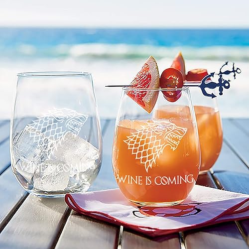Miniatura 4 de Copa de vino sin tallo "Wine is Coming", regalo de Navidad perfecto para los fanáticos de Juego de Tronos