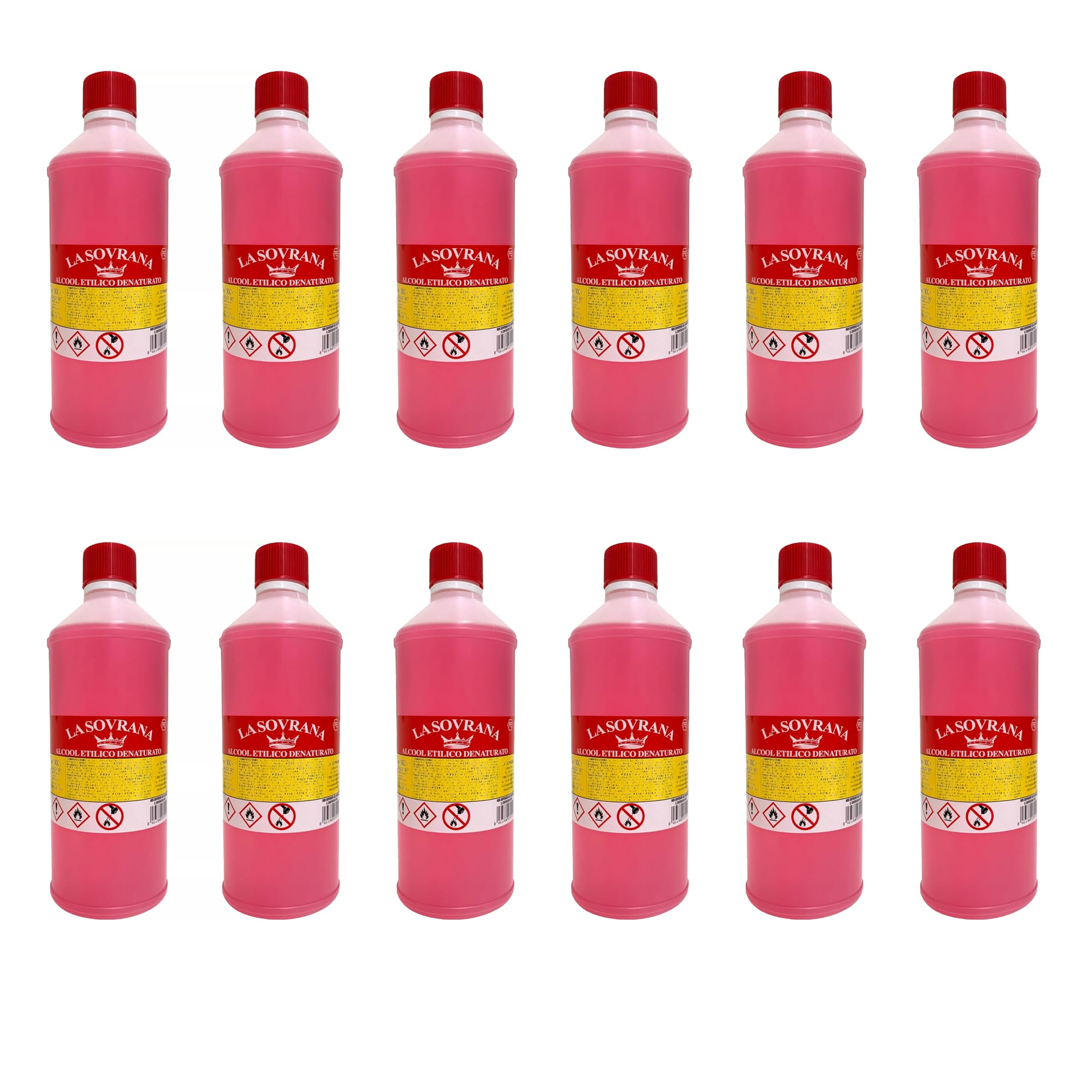 Alcool Denaturato 94° Etilico confezione da 12 x 1 lt, In omaggio un paio di Guanti in nitrile dorso spalmato marchio Hytama Tools