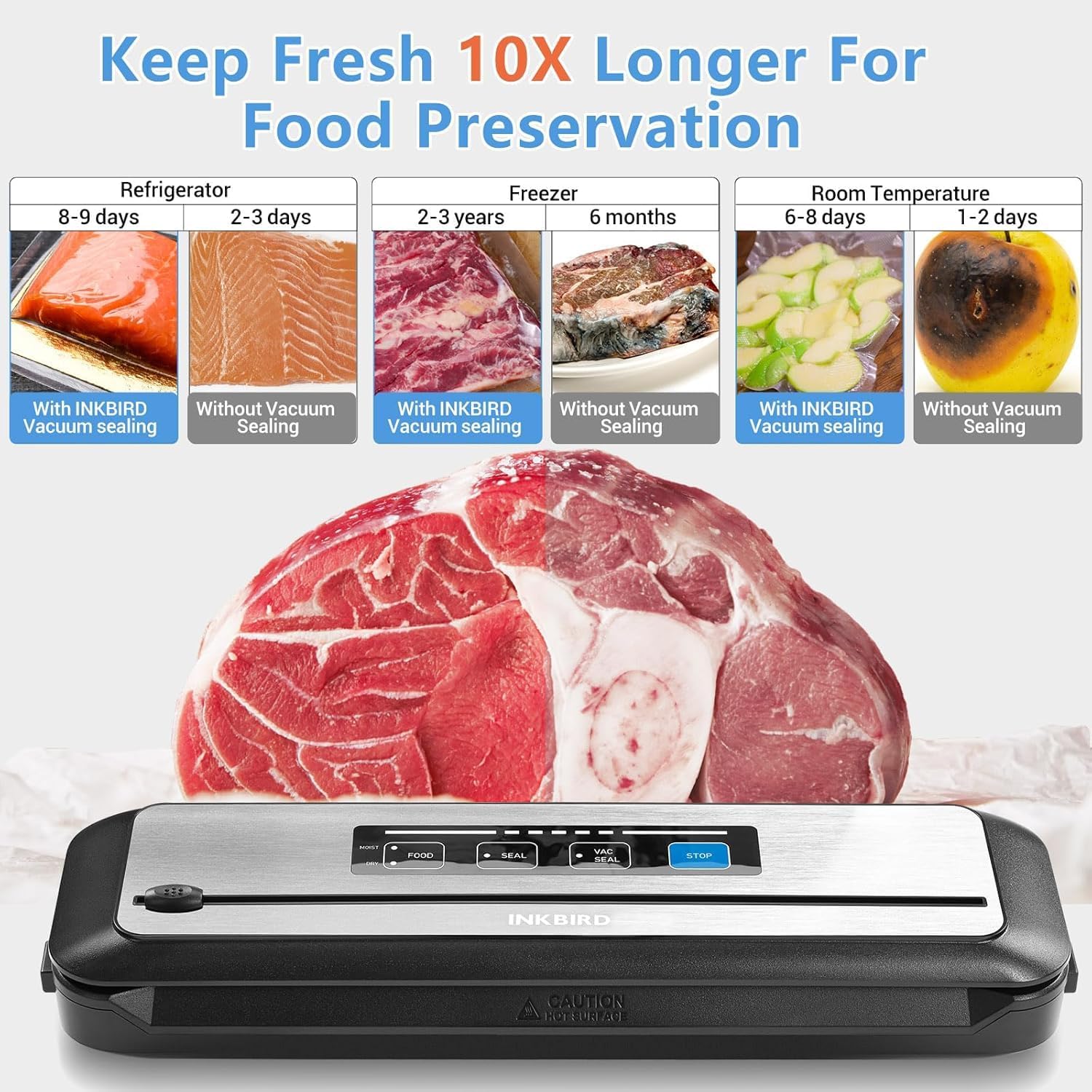 INKBIRD WIFI Sous Vide Cooker ISV-200W and Vacuum Sealer Machine | 1000W Sous-Vide Cooker Immersion Circulator with 14 Preset Recipes on Thermal Immersion, Fast-Heating with Timer