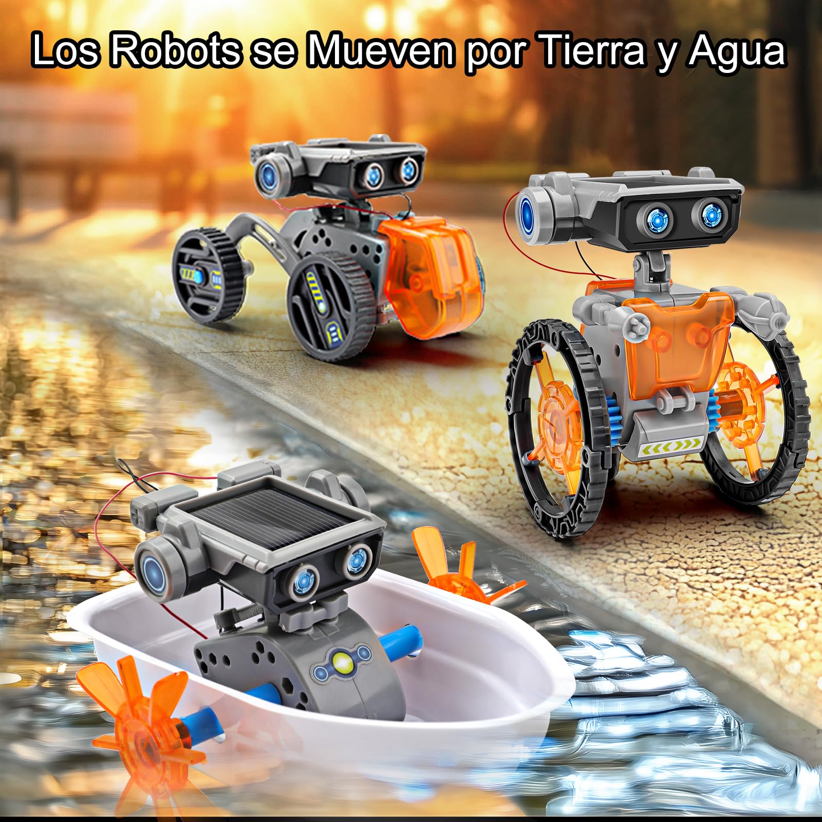 VEPOWER Kit Solar Robot, Technic 15 en 1 Robot Juguetes Niños, Stem Kit de Montaje Robótico Accionamiento Dual Solar y de Batería,Regalo Niño 8 9 10 11 12 Años (212 Piezas)
