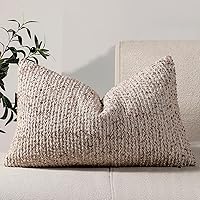 Vista 25 de Juego de 2 fundas de almohada a rayas de 12 x 20 pulgadas, color azul texturizado, boucle chic Morden bohemio acento rústico rectangular lumbar