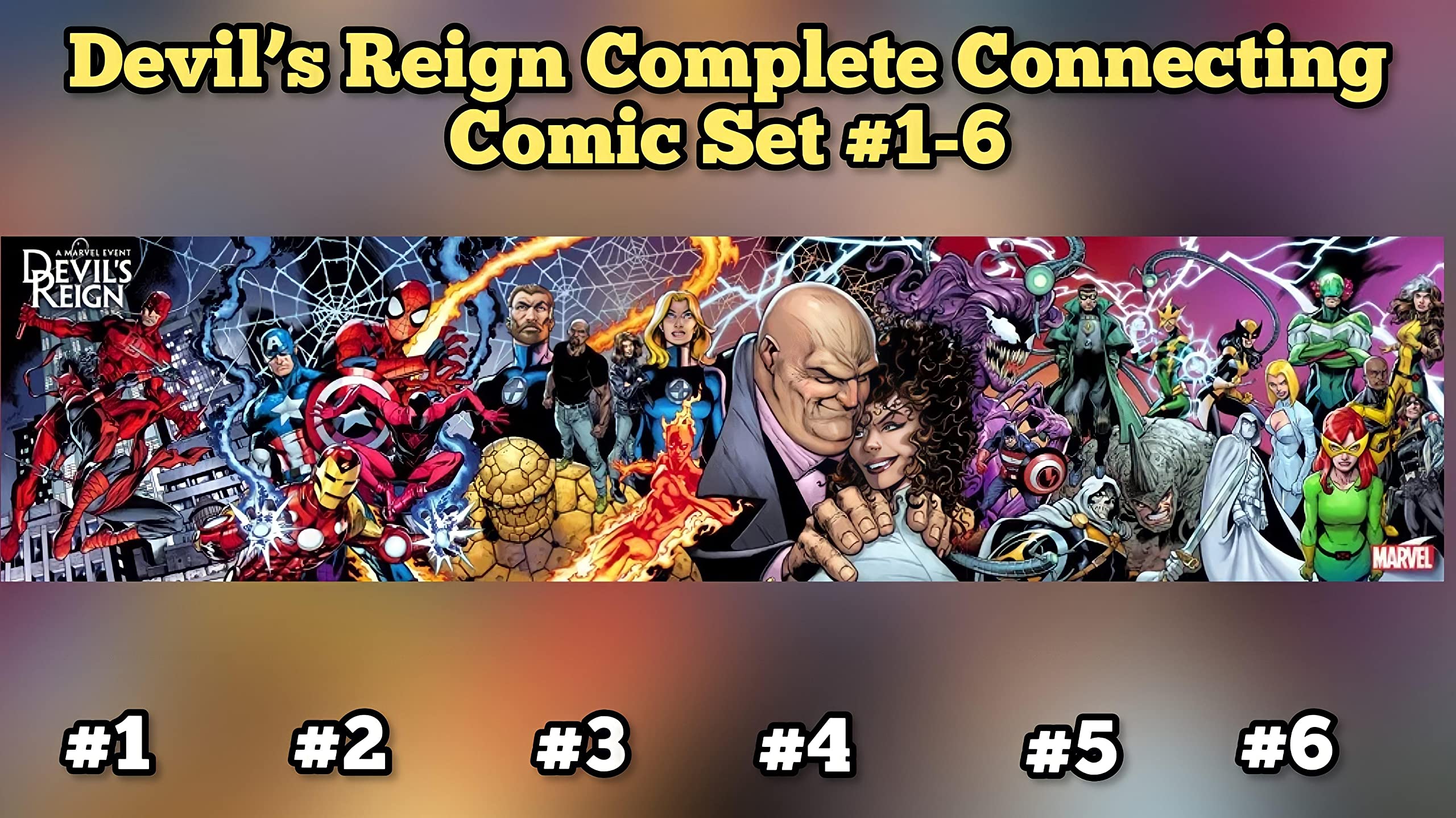 Devil's Reign Connecting Comic Set #1-6 con patrocinadores de cómics clasificados
