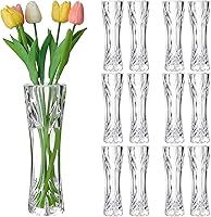 Vista 8 de Mumufy 12 jarrones de cristal acrílico para centro de mesa, de plástico transparente, jarrón de cristal acrílico, pequeño jarrón resistente a