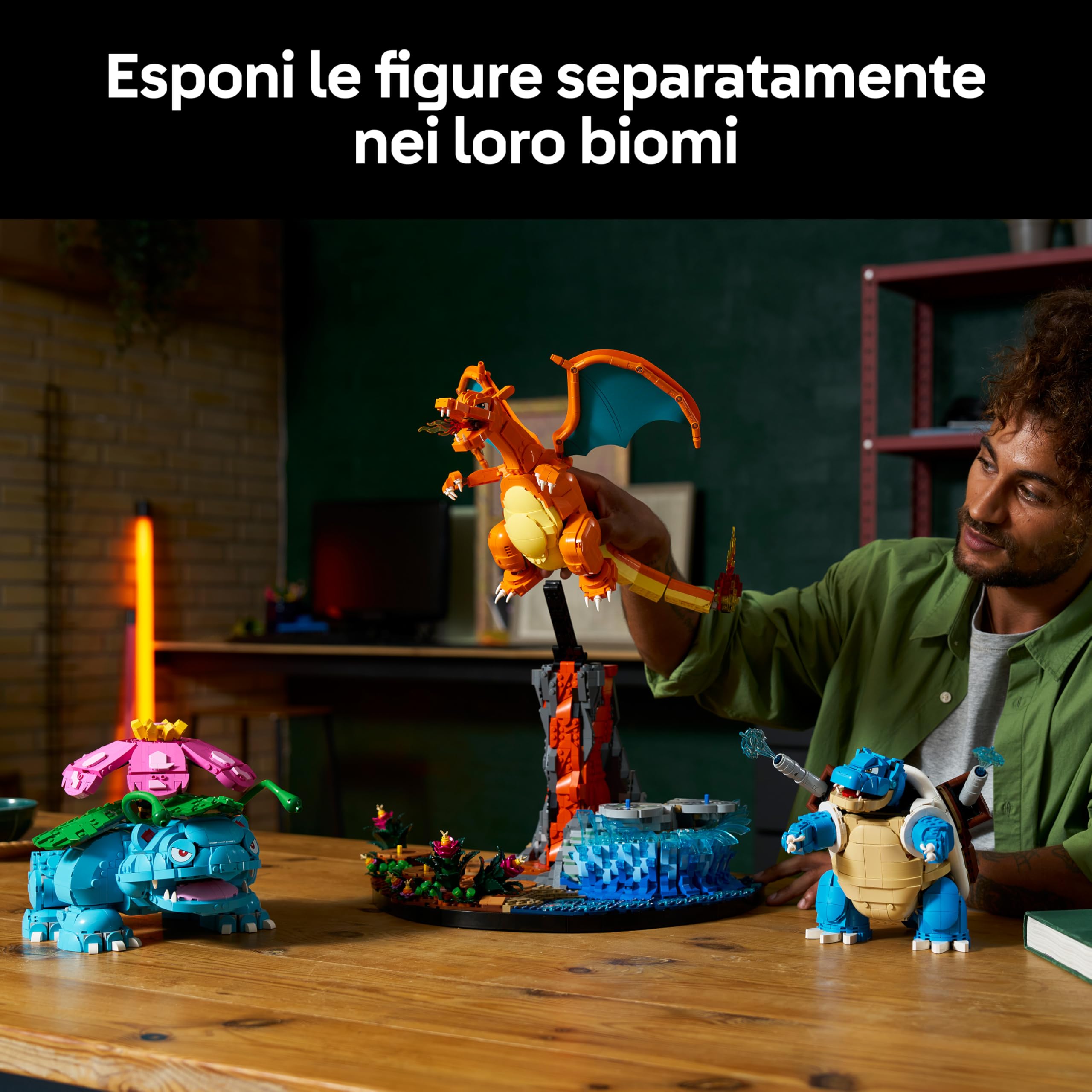 LEGO Pokémon Venusaur, Charizard e Blastoise - Kit di Modellismo 3D per Adulti - 3 Action Figure di Anime come Decorazione per la Camera o per la Scrivania - Idea Regalo da Collezione per Fan - 72153