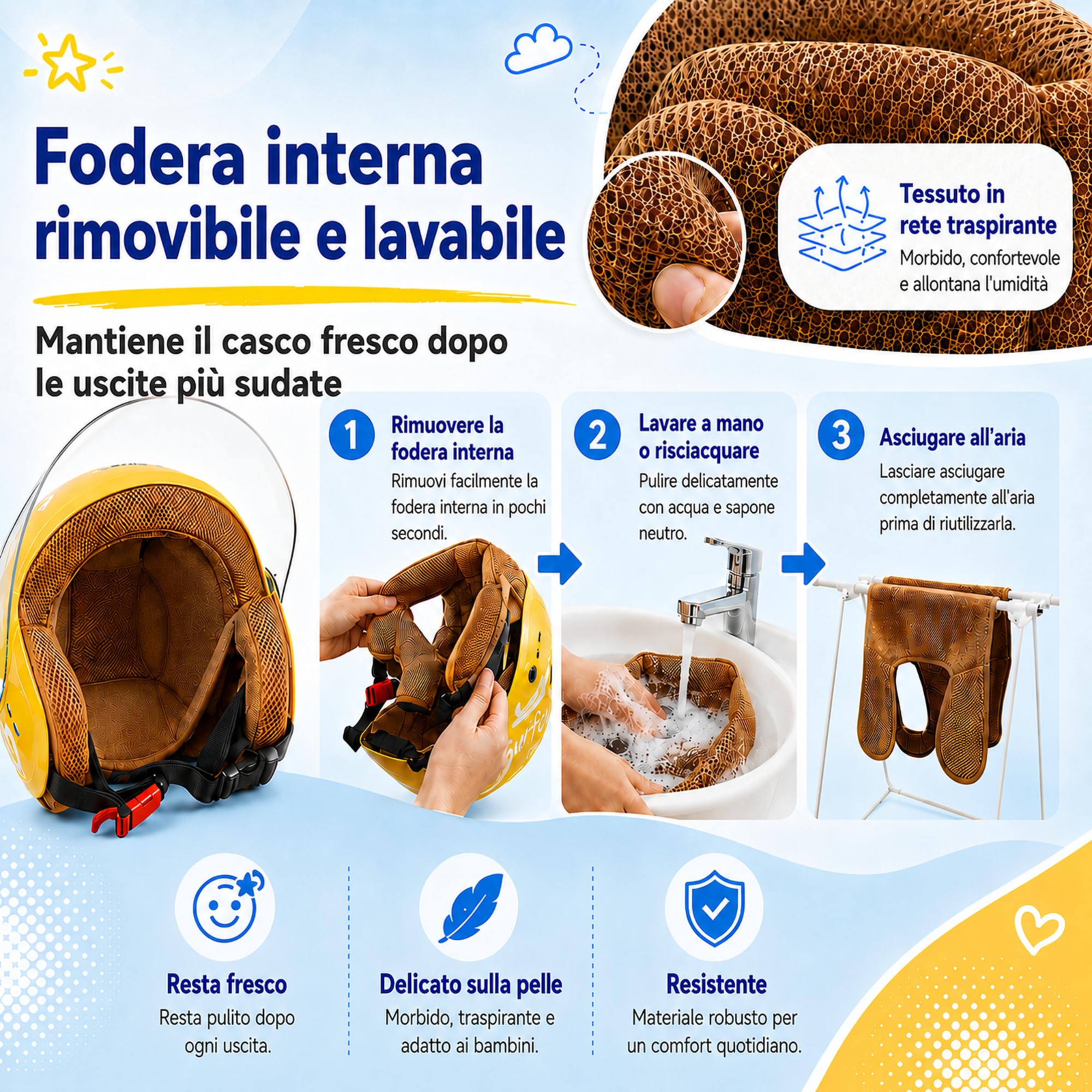 FREEUP Casco moto bambino, Casco jet con visiera per Ragazzo E Ragazza, DOT/Certificazione ECE, chiusura rapida, smontabile, lavabile, 48-55cm